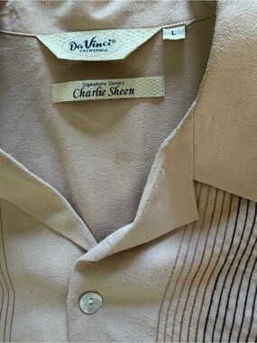 Da Vinci Charlie Sheen men’s tan dress shirt